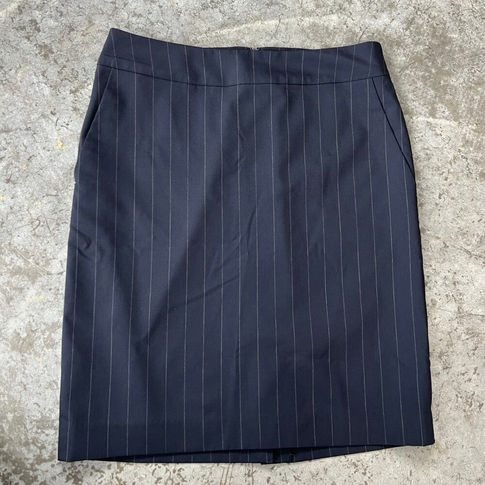 Banana Republic Pinstripe Wool Pencil Skirt Navy Blue Career Women's Size 4